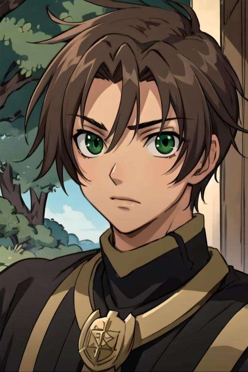 masterpiece, best quality, , 1boy, solo, male focus, looking at viewer, upper body, , <lora:teito_klein:0.74>, teito_klein, brown hair, green eyes, , , feudal japan, High definition