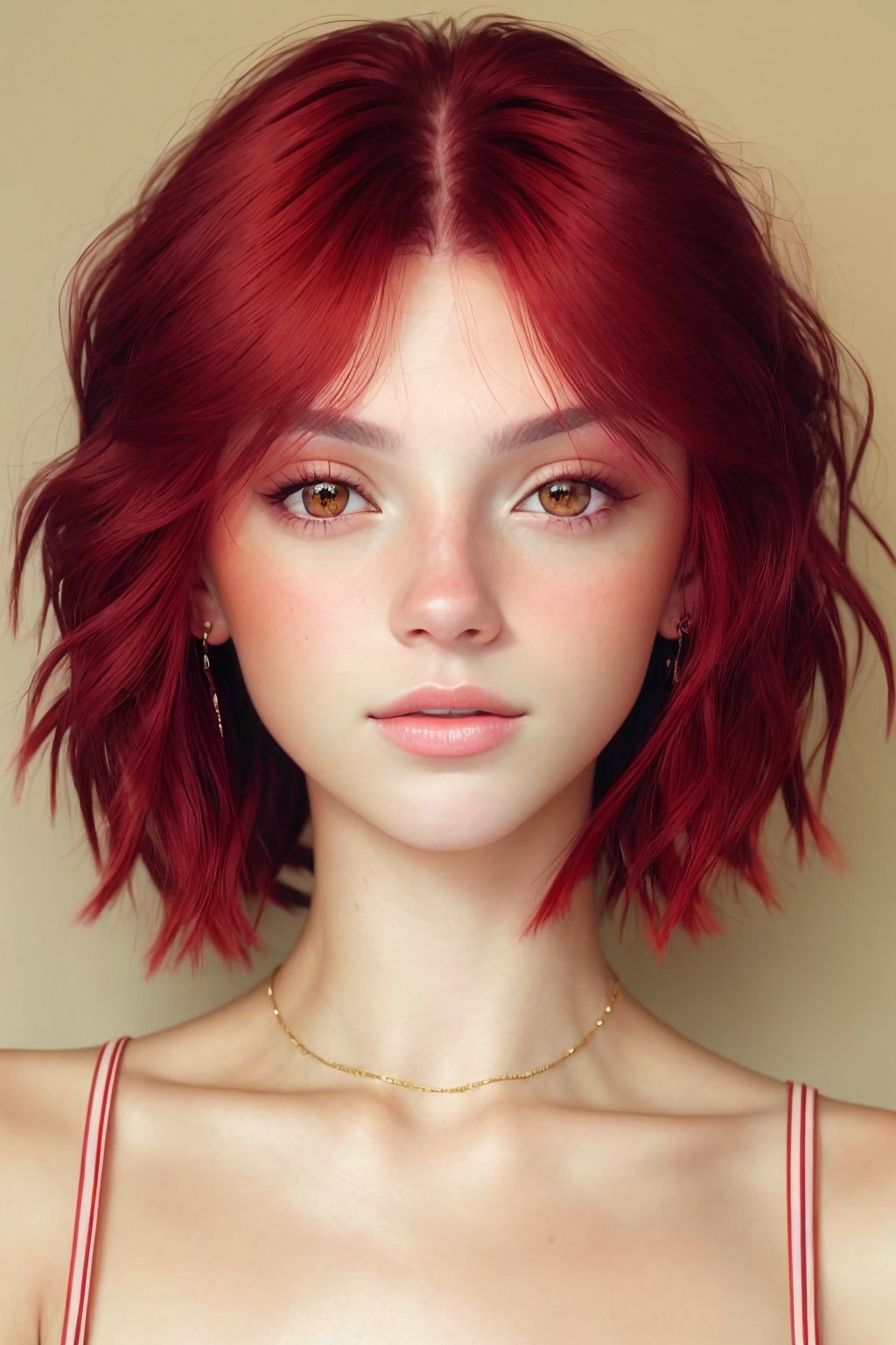 <lora:SavannahRaeDemers_v1:1> SavannahRaeDemers, focus on eyes, close up on face, wearing jewelry, light red hair styled A-line bob hair