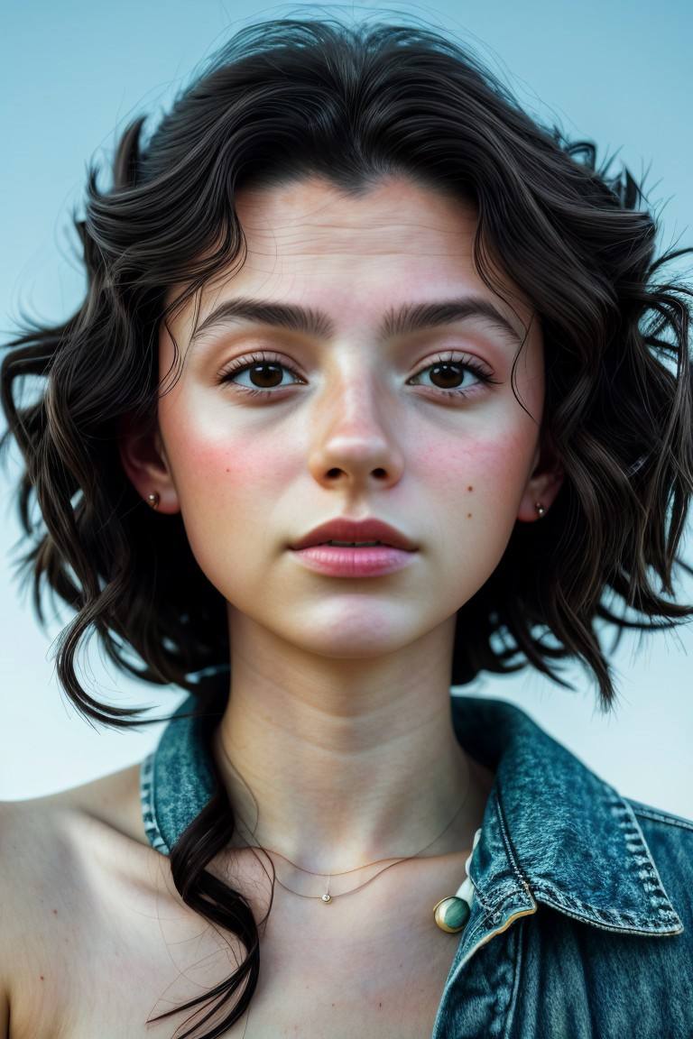 photorealistic rendering, detailed, realistic, high definition, (eye level, closeup on face:1.2) photo of <lora:sd15_SavannahRaeDemers_v2:.9> SavannahRaeDemers, she is wearing haori, her hair is styled as textured curls hair, BREAK she is (in the landing:1.1), silhouetted against the bright sky, desaturated grunge filter,shot on Fujifilm X-T4 ,