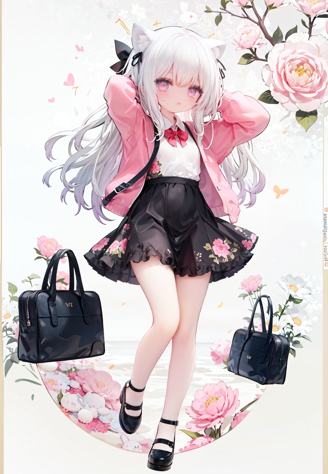 [(simple background:1.2)::5],best quality,highres,cohesive background, (coh),(imid shot:0.95), (full body:1.2),floral print,(floral background),
(loli),1girl,ed border,jumping, wind,
(legs over head:1.2),(shaded),(nose blush,shy),
//
setting diagram,character design drawing,(character profile,reference sheet:0.92),
small breasts,bags under eyes, (embrassing),fang, (bunny girl),