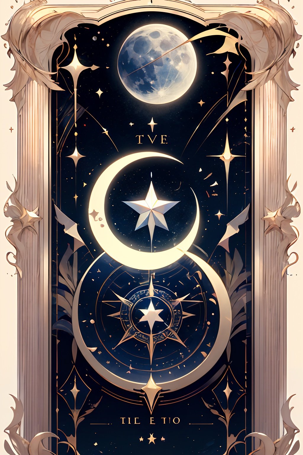 qztarot, tarot, star \(symbol\), moon, star \(sky\), constellation, no humans, sky, roman numeral, Tarot card