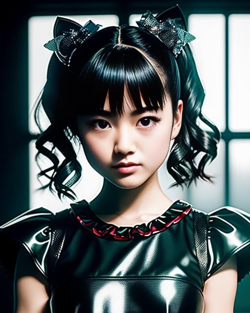 RAW photo, hyper real photo of japanese girl yuimetal with twintails hair in black dress with iridescent sequined outfit that glimmers in the light reflections, futuristic gothic style, black lether and steel studs, a music album cover, space galaxy in background, metal rock music concert, heavy metal style, pixiv contest winner, precisionism, official art, high resolution, uhd image, best quality masterpiece, photorealistic, detailed, 8k, HDR, shallow depth of field, broad light, high contrast, dark background with ancient temple, old stone statues of fox god, backlighting, bloom, light sparkles, chromatic aberration, sharp focus, RAW color photo, film still, Film-like, bokeh, 3d, cinematic lighting, 8k resolution, Nikon 85mm, Award Winning, Glamour Photograph, extremely detailed, high quality, film grain  <lora:YuiMetal:1.2>