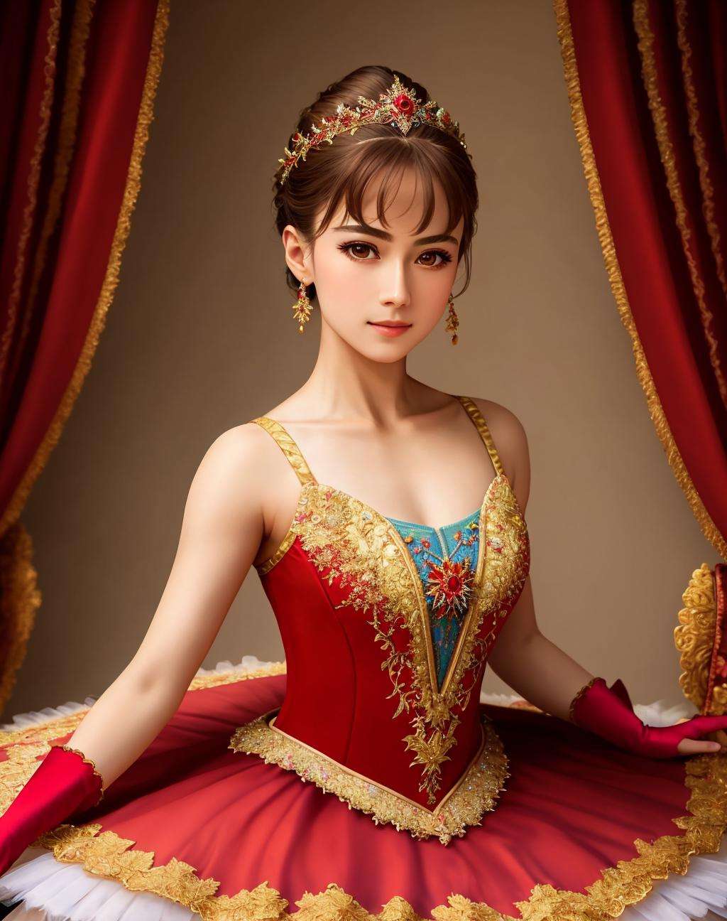 Masterpiece, absurdres,HDR ,highly detailed eyes and face, Primaballerina_tutu,  a woman in a ballgown is posing for a picture ,wearing a Primaballerina_tutu, wearing a ballgown, cowboy shot<lora:ballgownBallerina:0.7>