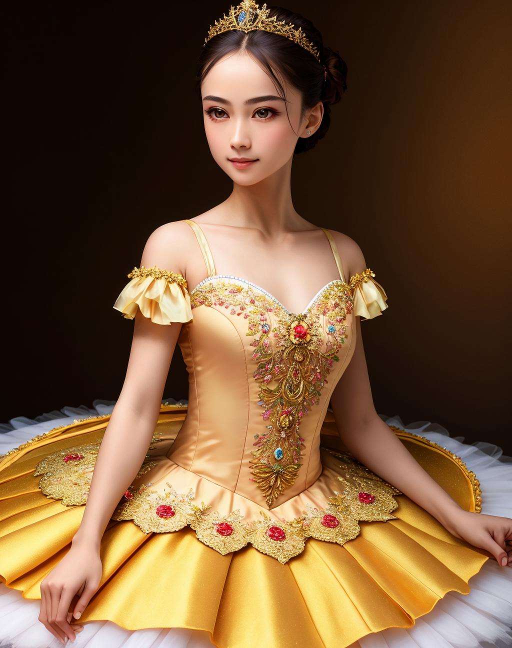 Masterpiece, absurdres,HDR ,highly detailed eyes and face, Primaballerina_tutu,  a woman in a ballgown is posing for a picture ,wearing a Primaballerina_tutu, wearing a ballgown, <lora:ballgownBallerina:0.7>
