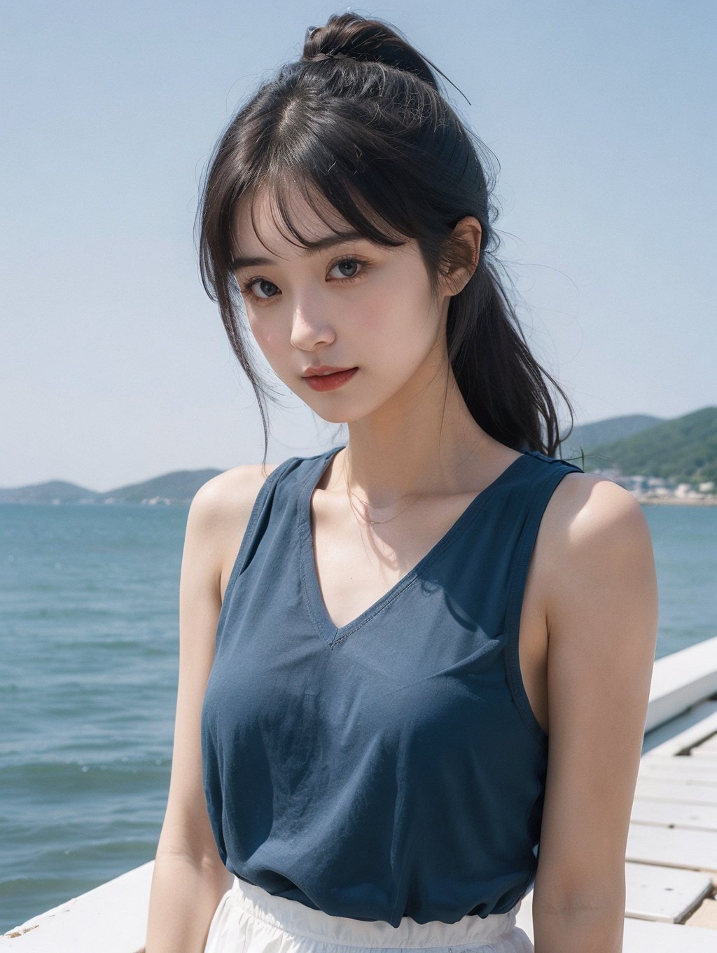 1girl,moyou,upper body,summer,cool and refreshing,seaside,