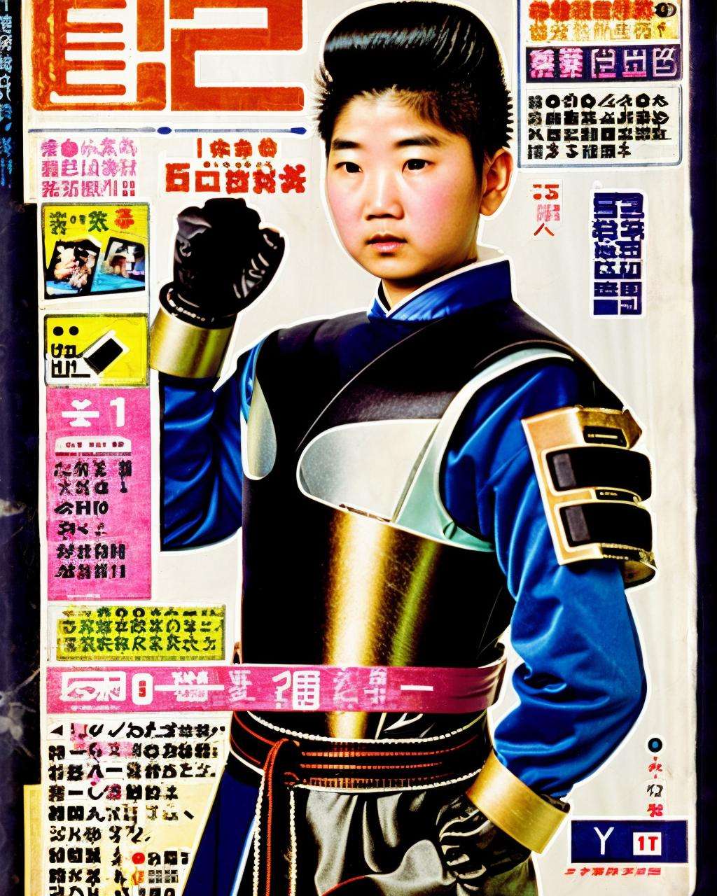 Sci-Fi Samurai: TV Guide cover merging futuristic technology and ancient martial arts, showcasing a cybernetic samurai in a neon-lit Tokyo, promising a fusion of tradition and innovation, cyber-samurai:0.8, fusion:0.7, tradition:0.7, innovation:0.6, sci-fi:0.6. , Retro_Magazine