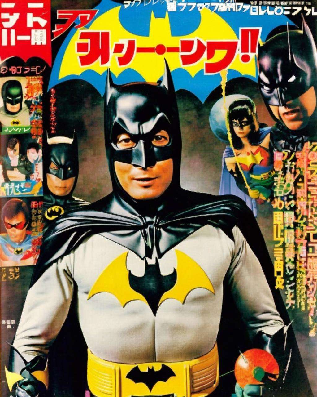 japanese magazione of 80s featuring Adam West as batman<lora:Retro_Magazine:1.0>