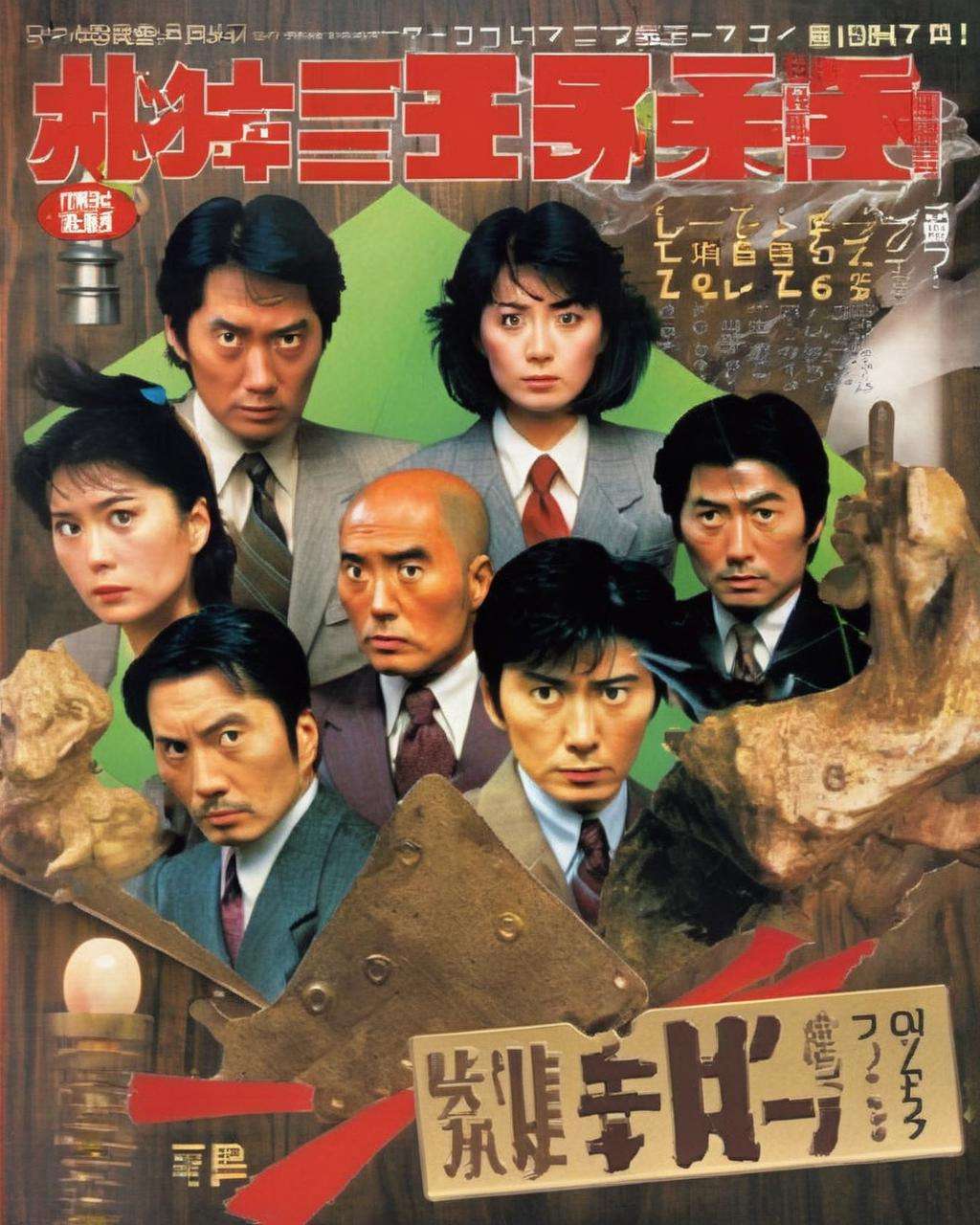 Mystery Masters: TV Guide cover featuring legendary detectives from 80s mystery dramas like "Tantei Monogatari" and "Kindaichi Case Files," promising intricate mysteries and brilliant sleuthing, mystery:0.8, detectives:0.7, intricate:0.7, sleuthing:0.6, brilliant:0.6.<lora:Retro_Magazine:1.0>