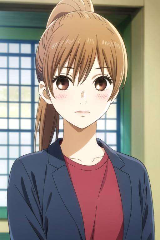 masterpiece, best quality, game cg, 1girl, solo, looking at viewer, upper body, , <lora:chihaya_ayase:0.70>, chihaya_ayase, brown hair, brown eyes, ponytail