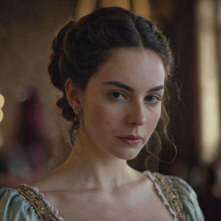 photograph close up portrait of a woman in a ballroom in 17th century, cinematic 4k epic detailed 4k epic detailed photograph shot on kodak detailed bokeh cinematic hbo dark moody