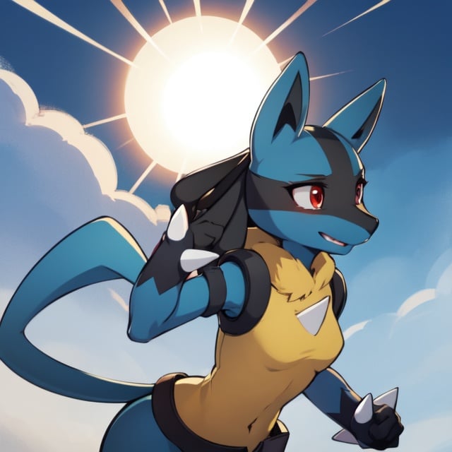  detalied, high_quality, lucario, sunshine, solo