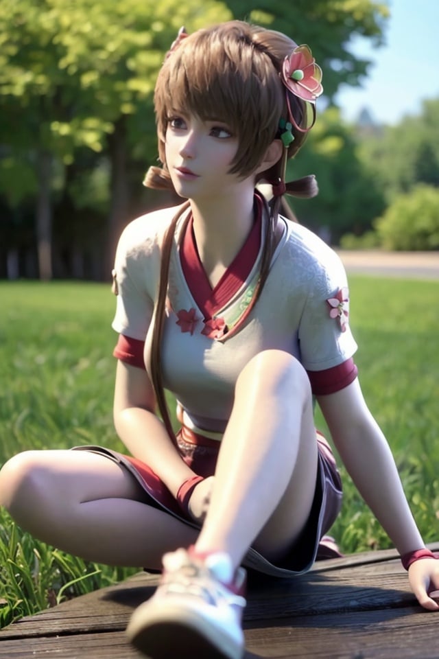 (masterpiece, best quality, high quality, highres:1.2),8k,detail,CG,3d,1girl,solo,pale skin,flower,hair ornament,sitting,full body,(white t-shirt:1.2),white shorts,best shadow,(glossy),(shiny skin),<lora:hy-000008:1>,