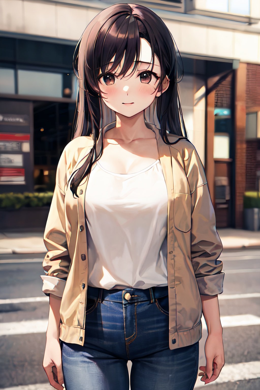 masterpiece, best quality, highres, kotonoha, long hair, cowboy shot, jacket, outdoor