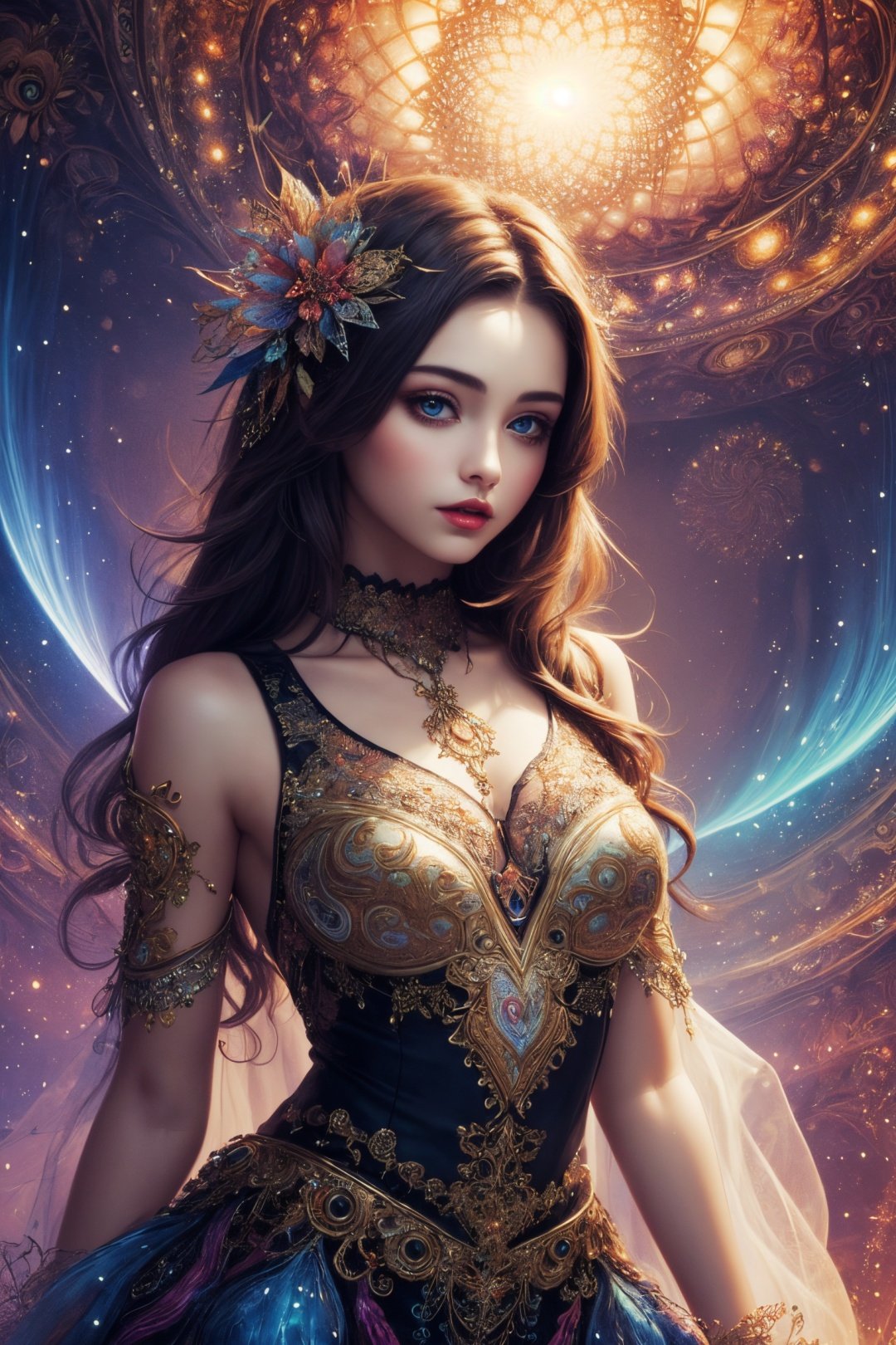 (masterpiece, top quality, best quality, official art, beautiful and aesthetic:1.2), (1girl), extreme detailed,(fractal art:1.3),colorful,highest detailed,Dreamy Atmosphere,Bright color,Complete clothes.
