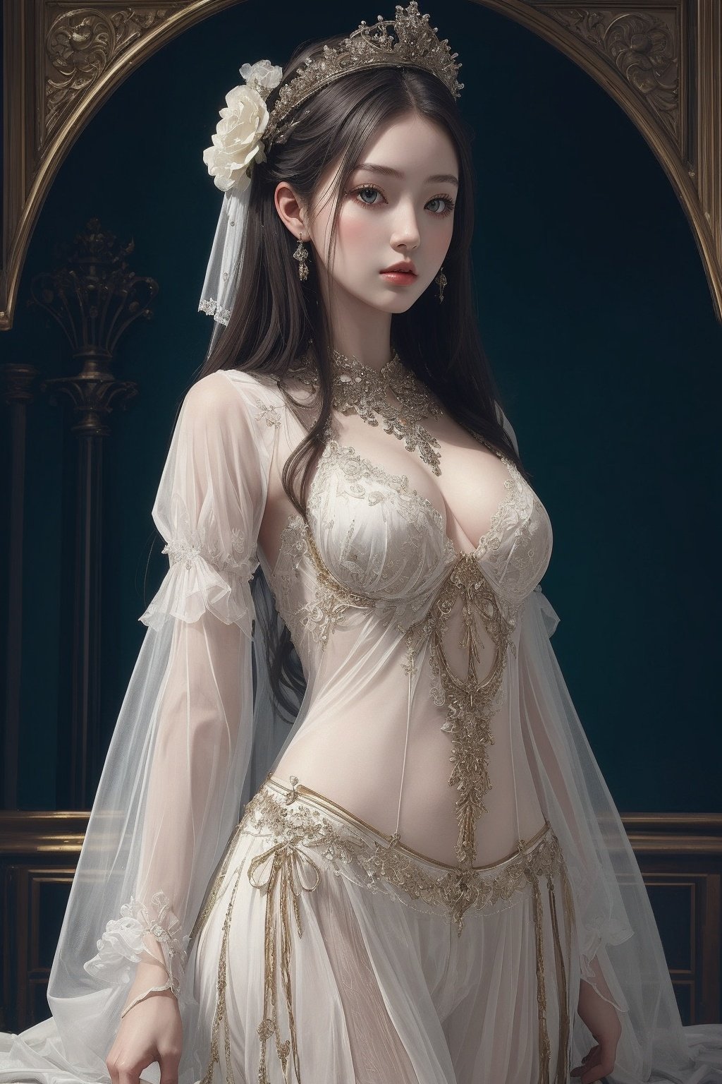 (((masterpiece,best quality))),((good structure,Good composition,good atomy)), ((clear, original,beautiful)),,1girl, long hair,fantasy white theme,