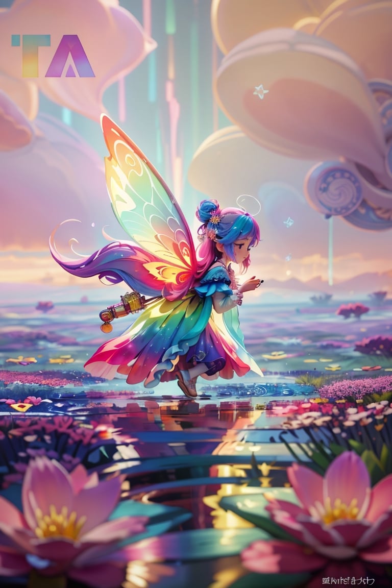 fine art masterclass splash spray trickle daubs of rainbow opaline Prisma Sakuraoil color,Steampunk celestial ethereal ghostly Fairy, HDR, ultra high-detail, centered, bokeh, lens flare, foggy dusk, bloom, light bloom, cinematic lighting, high dynamic range, depth of field, full body,