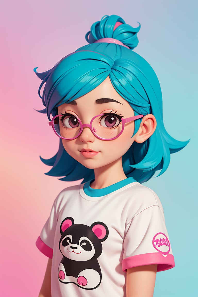 A detailed illustration of a print of a colorful cute panda wearing sunglasses , fantasy splash, modern t-shirt design, in the style of Studio Ghibli, light white and pink pastel tetradic colors, 3D vector art, cute and quirky, fantasy art, watercolor effect, bokeh, Adobe Illustrator, hand-drawn, digital painting, low-poly, soft lighting,, isometric style, retro aesthetic, focusedon the character, 4K resolution, photorealistic rendering, usingCinema 4D, headshot