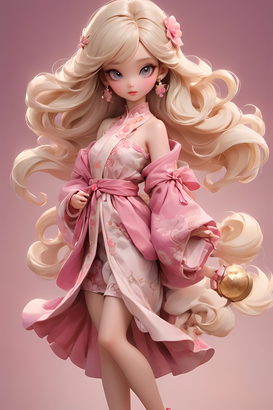 the anime series barbie, dark pink and light beige, realistic brushwork, disney,chinese girl,full_body