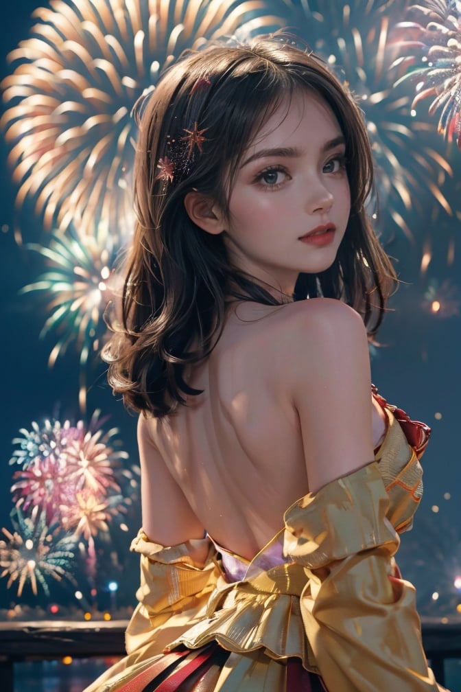 (masterpiece),(best quality),(ultra-detailed),(illustration),1girl,mixed-blood girl,<lora:mixed race girl_V8:0.6>,dynamic angle, finely detail, (bloom), (shine), glinting stars, ((((best detailed fireworks)))), ((((depth of field)))), (((hanabi))),(((backlight))),,