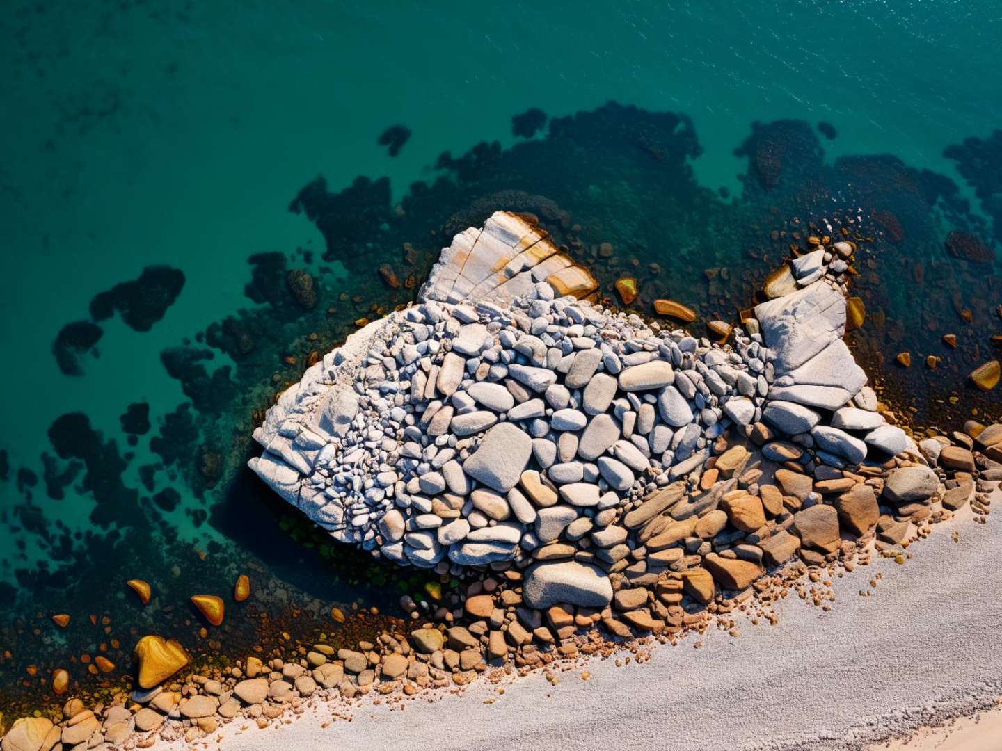 big stylized light grey shape of a fish made of rocks, landartAerial, rocks, beach, water, river, road, sea, island<lora:xl_more_art-full-beta3_1_0.5:1>