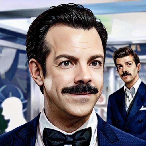 Ted Lasso, closeup portrait, suit, tie, DAL style, illustration <lora:DAL-style:1>  male, colored, vibrant <lora:TedLasso-000003:1>