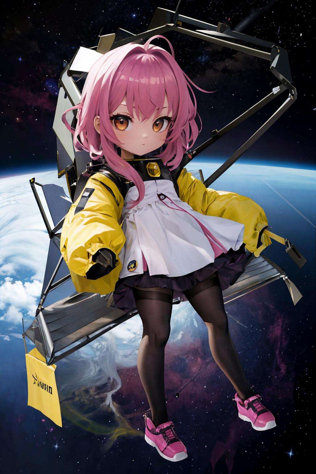 masterpiece, best quality, <lora:jwst-nasa-richy-v1:1> jwst, space, chibi, 1girl, solo