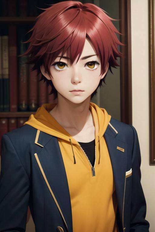 masterpiece, best quality, wallpaper, 1boy, solo, male focus, looking at viewer, upper body, depth of field, anime coloring, , <lora:theo_hamatora:0.68>, theo_hamatora, red hair, yellow eyes, fairy tale costume, conservatory,