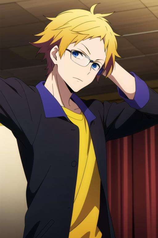 masterpiece, best quality, movie still, 1boy, solo, male focus, looking at viewer, upper body, , , , <lora:birthday_hamatora:0.70>, birthday_hamatora, blonde hair, blue eyes,