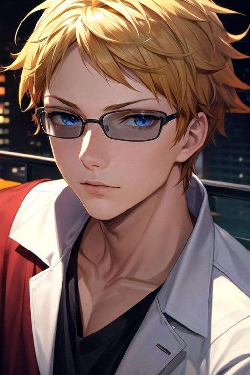 masterpiece, best quality, game cg, 1boy, solo, male focus, looking at viewer, , depth of field, , realistic, <lora:birthday_hamatora:0.66>, birthday_hamatora, blonde hair, blue eyes, , halloween costume, science fiction soft science fiction,