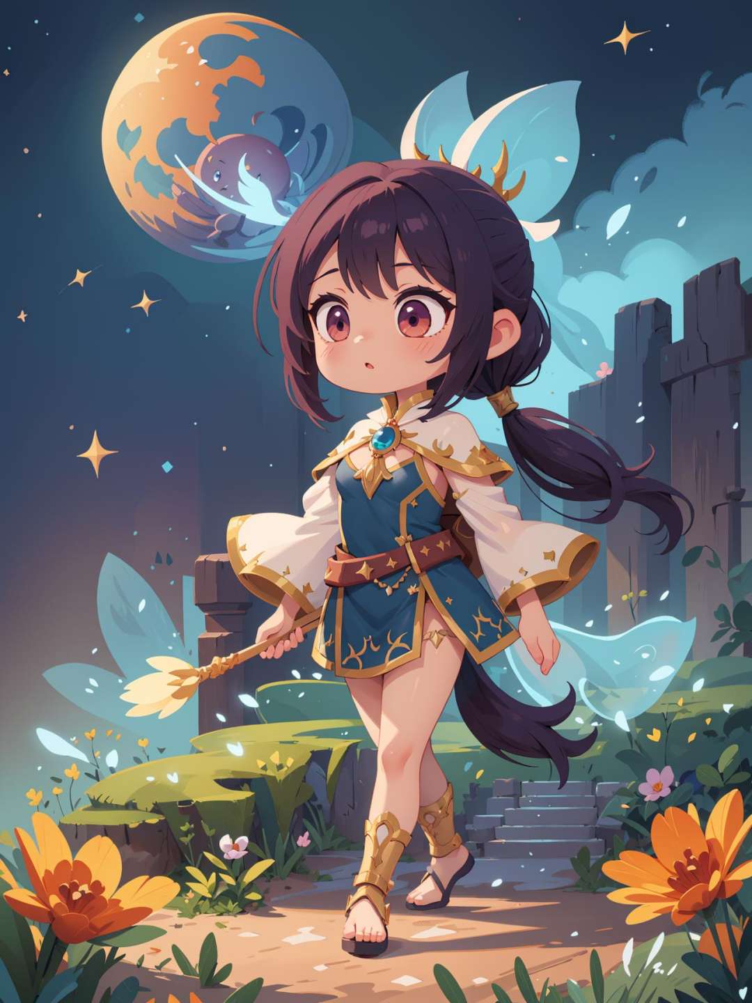 ethereal fantasy concept art of  8k, masterpiece, highly detailed, 1girl, (low ponytail), <lora:low_ponytail-1.0:1>, chibi . magnificent, celestial, ethereal, painterly, epic, majestic, magical, fantasy art, cover art, dreamy