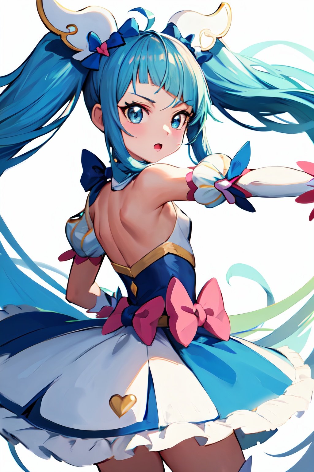 masterpiece, best quality, highres, sora, blue hair, magical girl, twintail