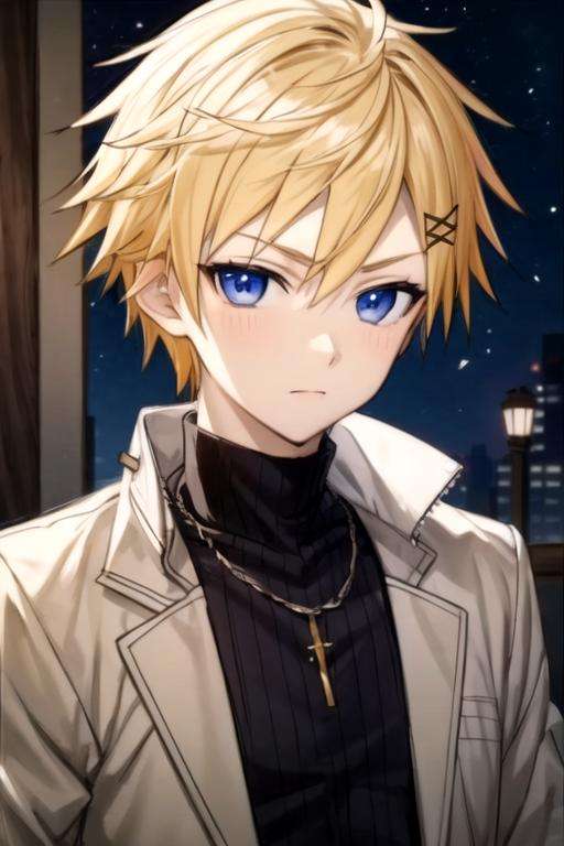 masterpiece, best quality, sketch, 1boy, solo, male focus, looking at viewer, , , anime coloring, , <lora:banri_watanuki:0.70>, banri_watanuki, blonde hair, blue eyes, mummy costume, ,