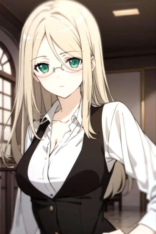 masterpiece, best quality, sketch, 1girl, solo, looking at viewer, upper body, depth of field, anime coloring, , <lora:nobara_yukinokouji:0.70>, nobara_yukinokouji, blonde hair, green eyes, , glasses, , , 8k resolution