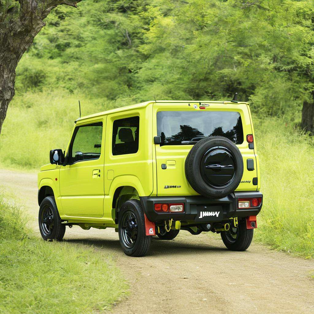 best quality, ultra-detailed, illustration,JB64, jimny, vehicle focus, ground vehicle, motor vehicle, car, outdoors, tree, scenery, road, grass, from behind <lora:JB64_Jimny_SDXL_V2:1>