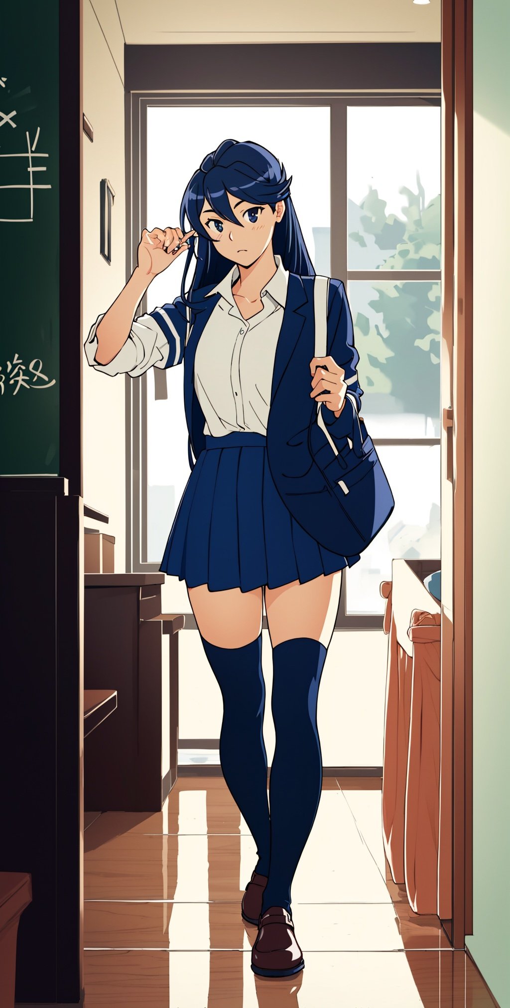 ((plain lighting):1.2), 1girl, matoi ryuuko, school uniform, indoor, bed ,