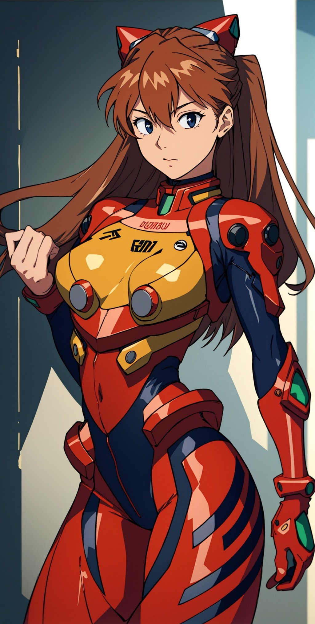 (masterpiece, best quality), 1girl, souryuu asuka langley, interface headset, red bodysuit, , 