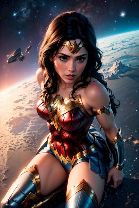 wonderwoman , in space , from above