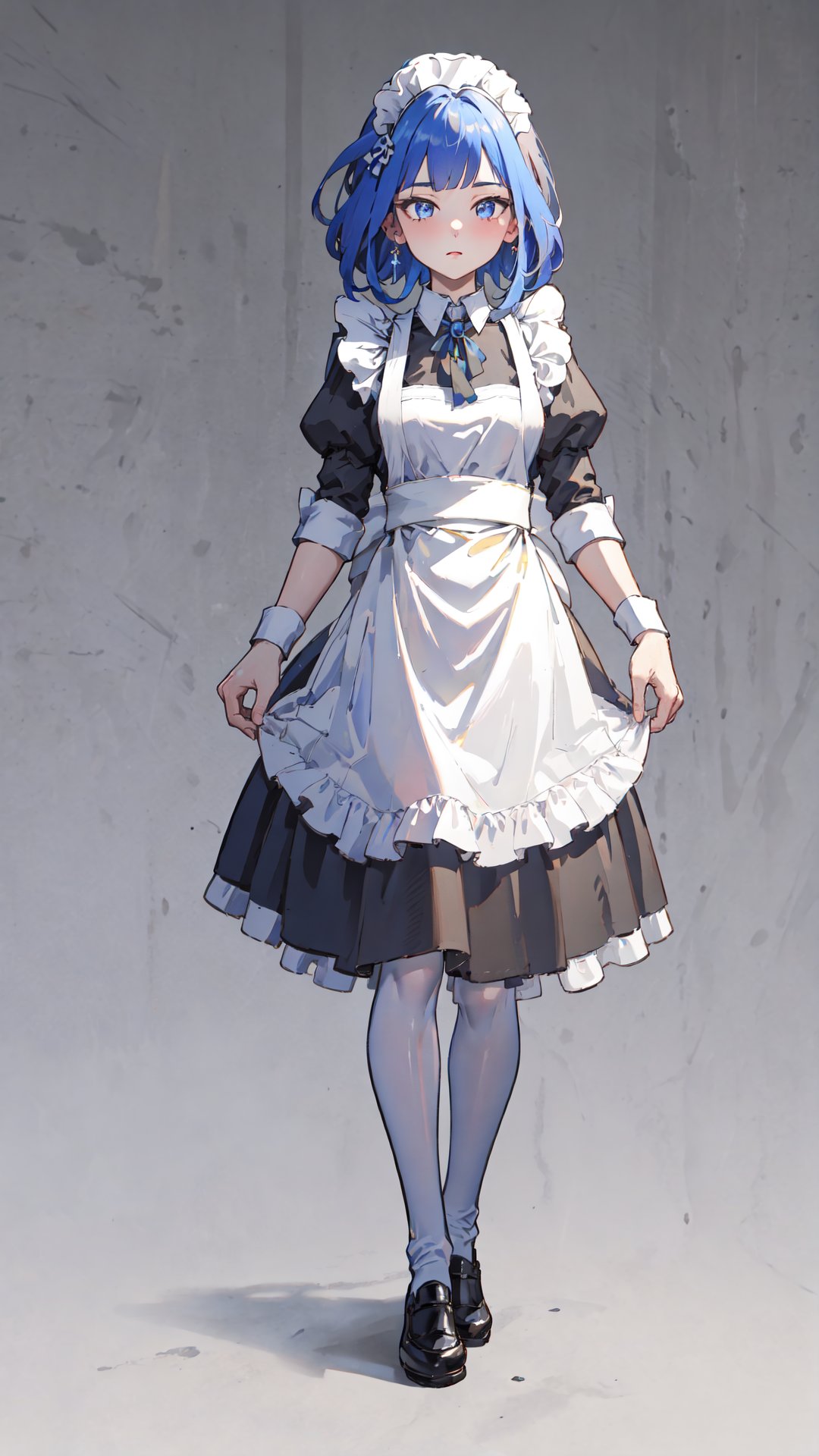 (masterpiece,), (beautiful light), high resolution, 1 girl, standing, (full body), ((simple background)), maid cosplay, ,1girl