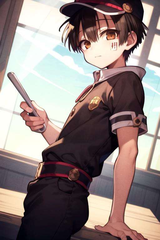 masterpiece, best quality, illustration, 1boy, solo, male focus, looking at viewer, , , , , <lora:hanako-kun:0.72>, hanako-kun, black hair, brown eyes, , shirt, , ,