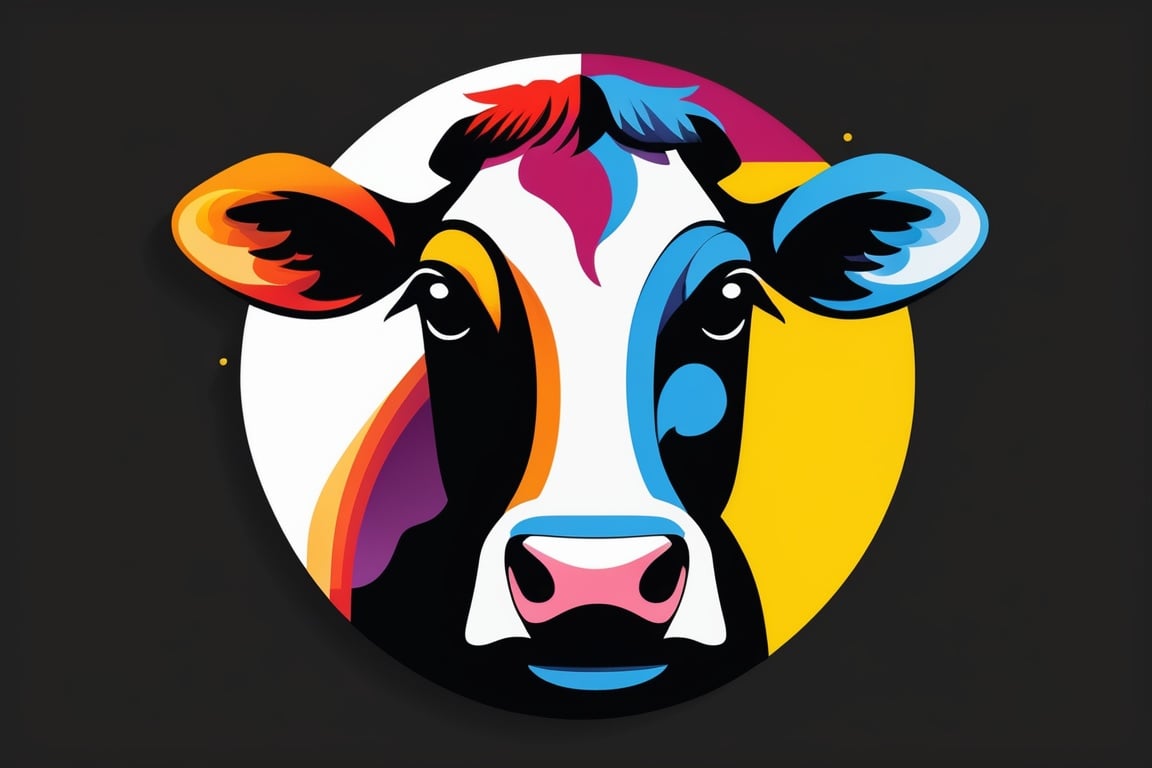 Minimalism \(icon\),cow,black theme,colorful
