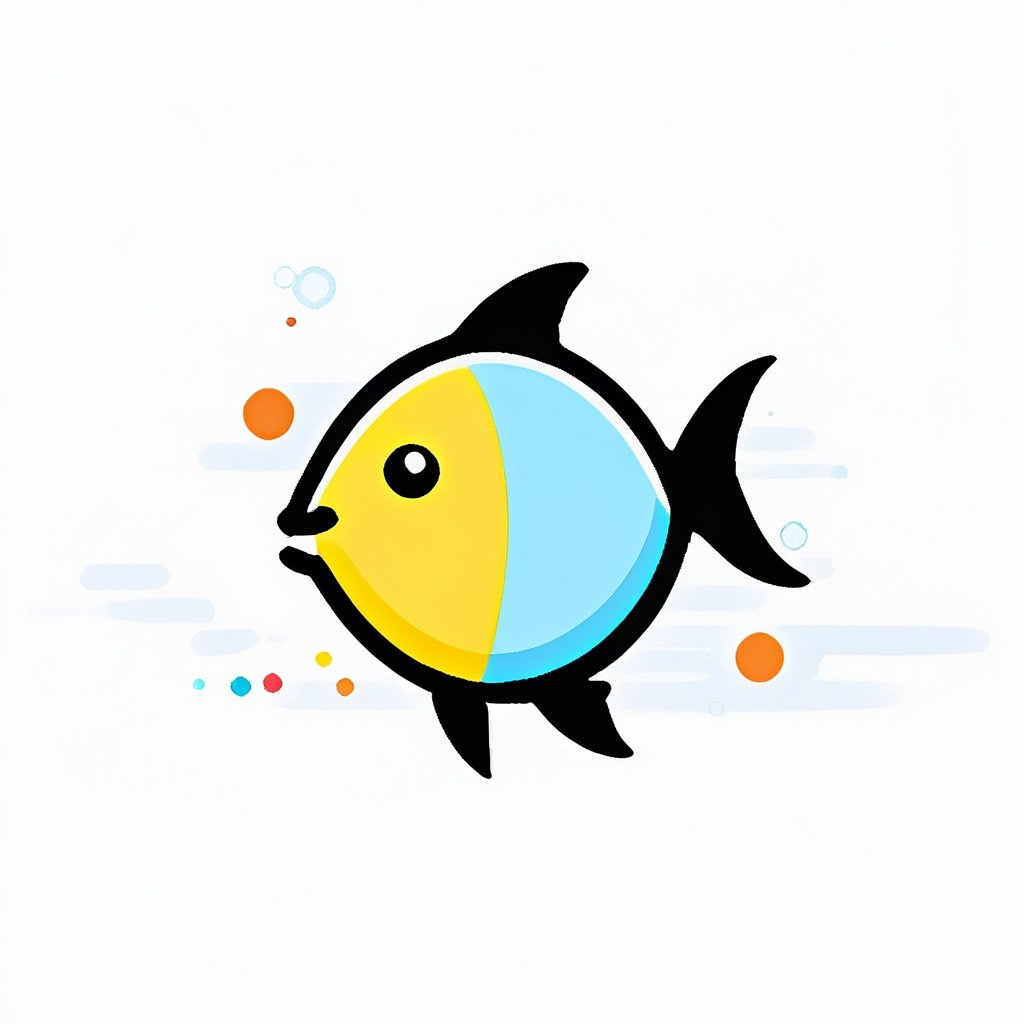 concept art Minimalism \(icon\),Black theme,fish,colorful,best quality,<lora:icon-test:1>, . digital artwork, illustrative, painterly, matte painting, highly detailed