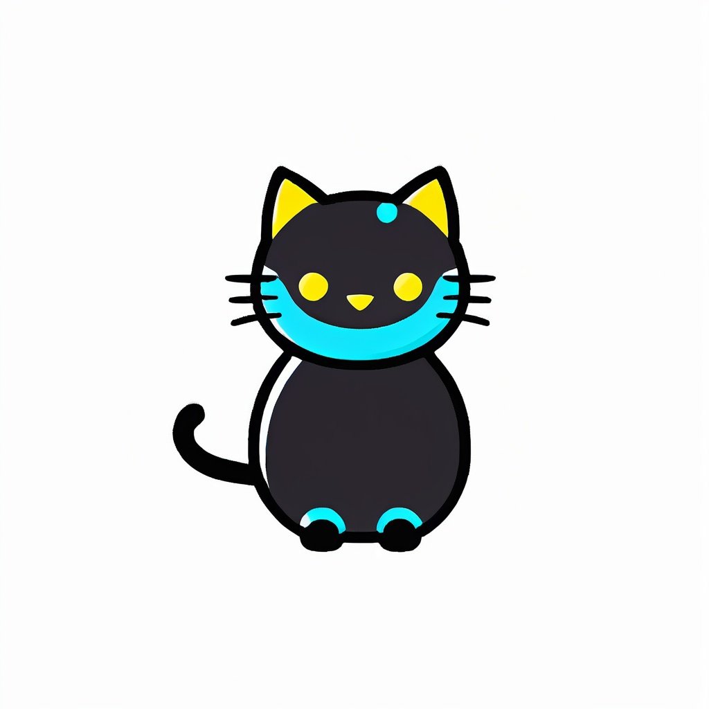 concept art Minimalism \(icon\),Black theme,cat,colorful,best quality,<lora:icon-test:1> . digital artwork, illustrative, painterly, matte painting, highly detailed