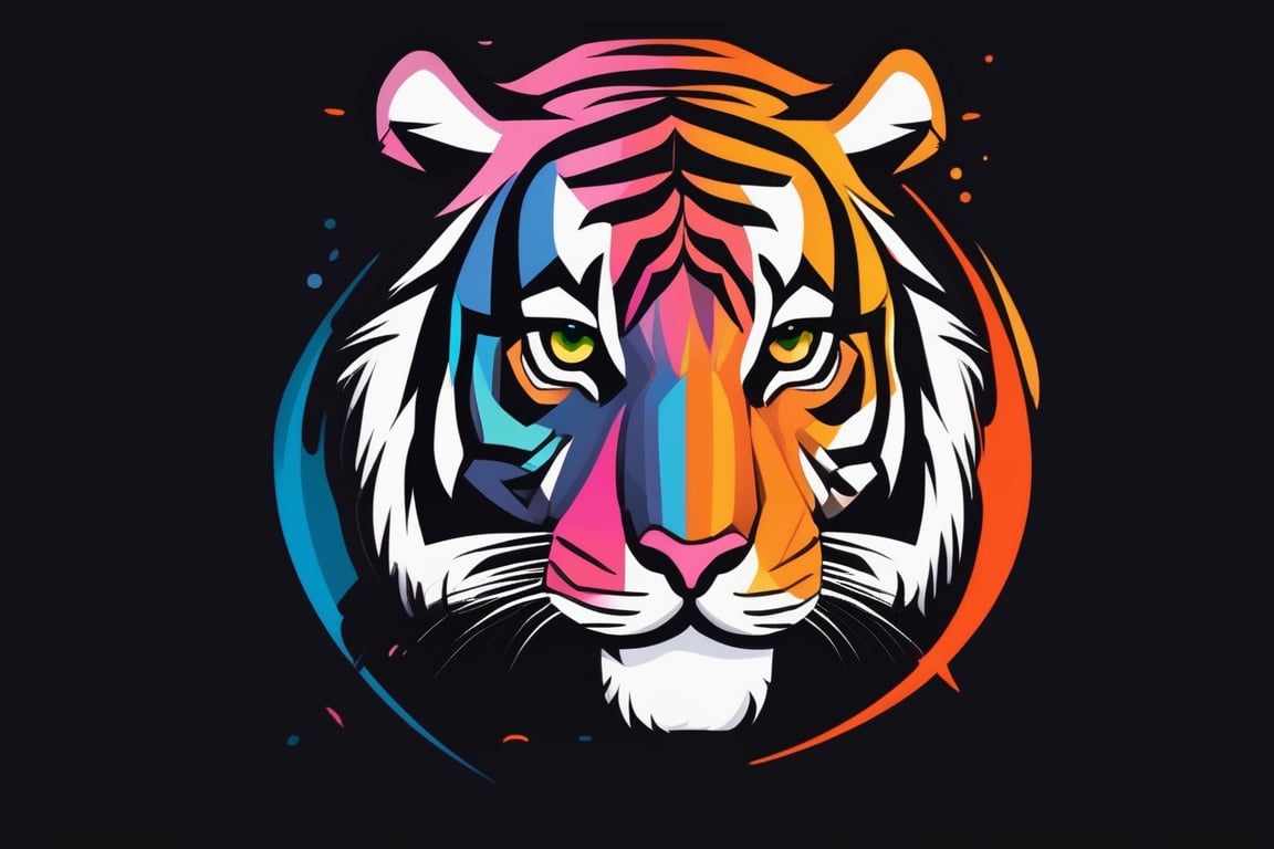 Minimalism \(icon\),tiger,black theme,colorful
