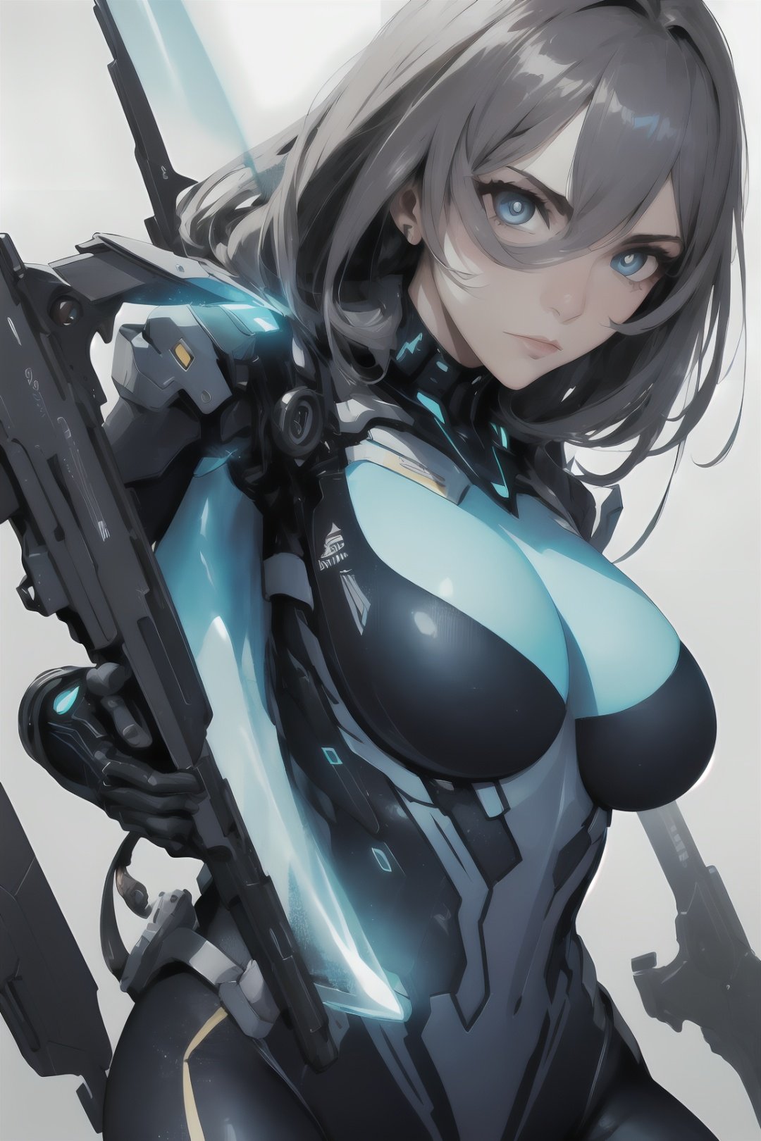 ultra realistic, ((gorgeous)), Science Fiction art, highres, 1girl, (full torso photo), (laser pistol), light skin, ultra-detailed, (beautiful detailed face and eyes and hair:1.1), masterpiece, perfect face, perfect composition, (detailed futuristic setting), textured skin, sensual, (gorgeous space maiden), intricate details, looking at viewer, seductive, large breasts, very beautiful woman, futuristic gadgets, sexy futuristic clothing, heroic action pose