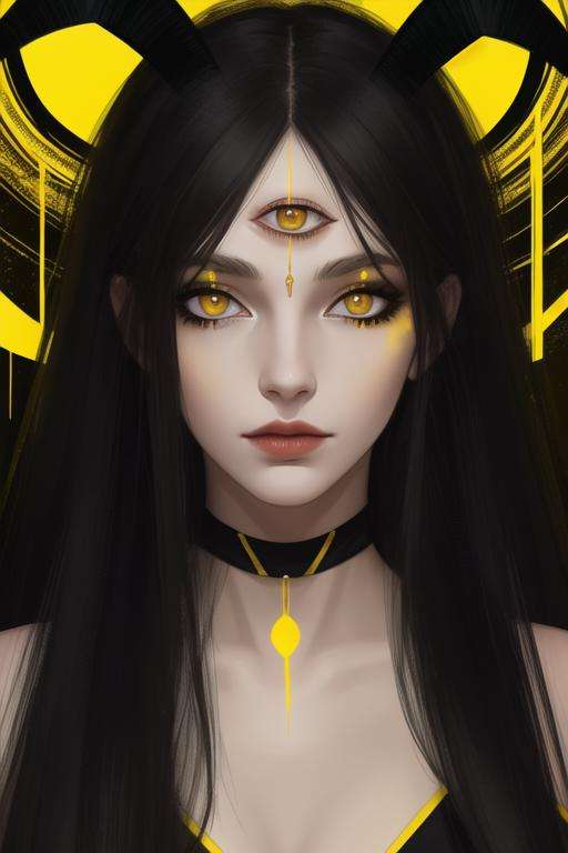 <lora:demonic_third_eye:.85>, demonic third eye, masterpiece, best quality, 1girl, solo, colored sclera, yellow eyes, black sclera, slit pupils 