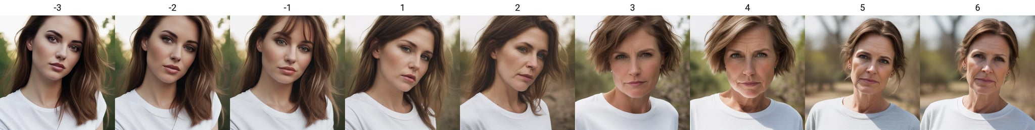 photo of a white woman, brown hair, portrait, grey t-shirt, looking at viewer, outdoors<lora:age_slider_v4:-3>