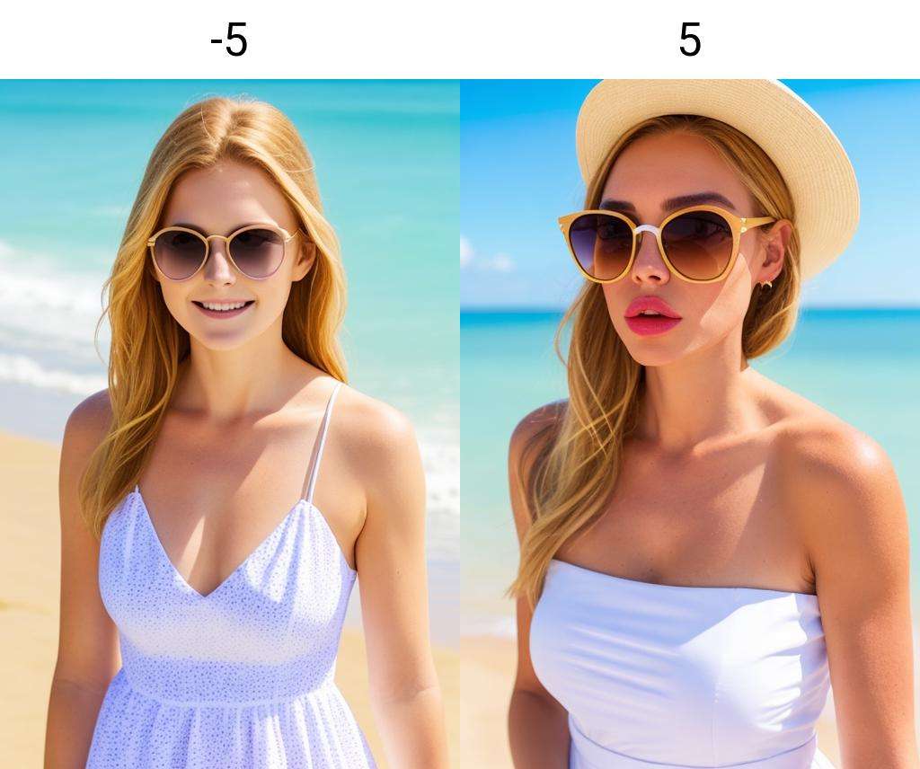 a white woman, dress, sunglasses, upper body, looking at viewer, beach <lora:lip_slider_v21:-5>