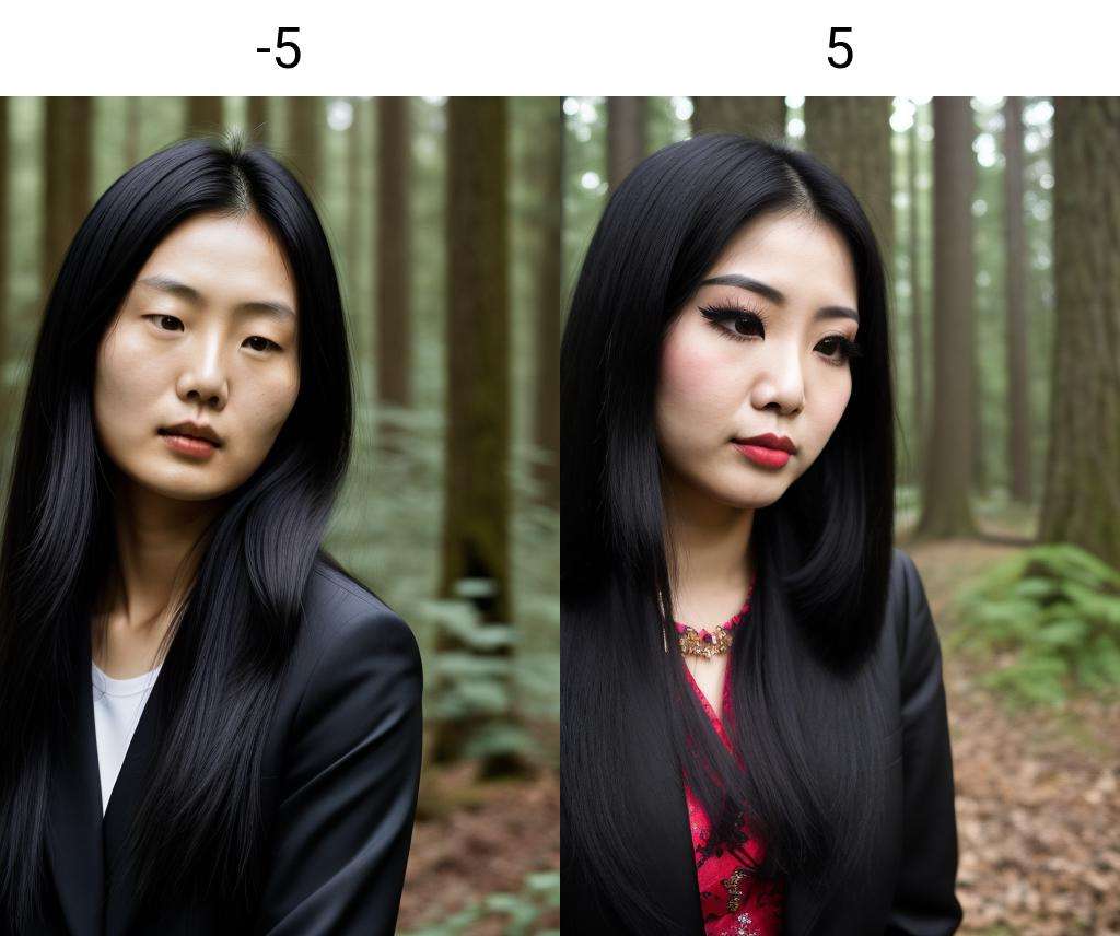 asian woman, close-up, black long hair, looking aside, forest, black jacket<lora:eyelashes_slider_v3_000000110:-5>