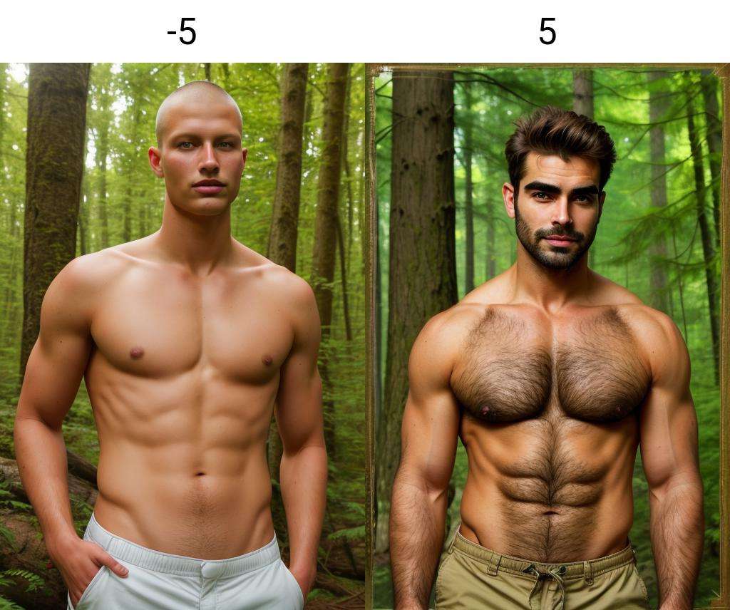 realistic, upper body, handsome man, forest,  topless<lora:eyebrows_slider_v2_000000140:-5>, high skin texture, stubble, buzzcut