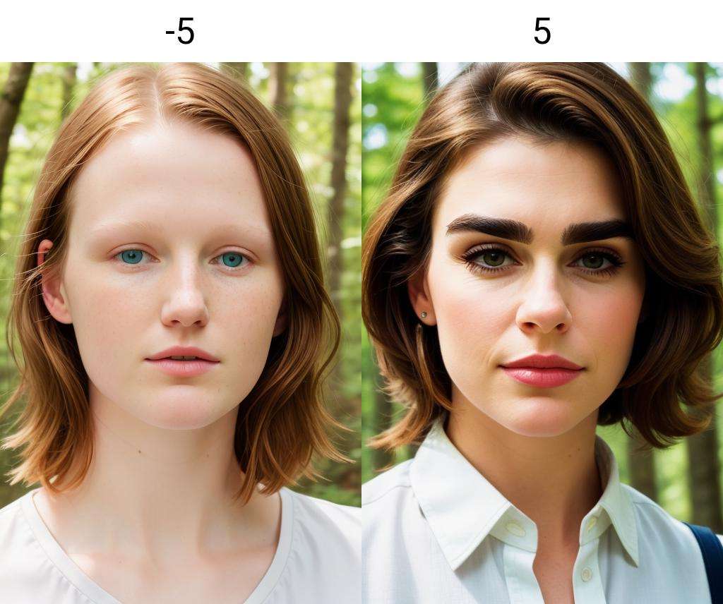 close-up, head only, white shirt, white woman, forest, brown hair<lora:eyebrows_slider_v2:-5>, realistic